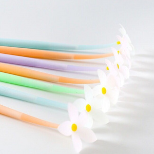 Popular  meet light color changing flower neutral pen creative soft glue silicone flower gel pen