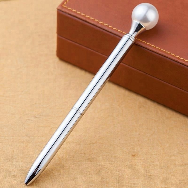 Hot pearl metal ballpoint pen laser custom logo metal pen