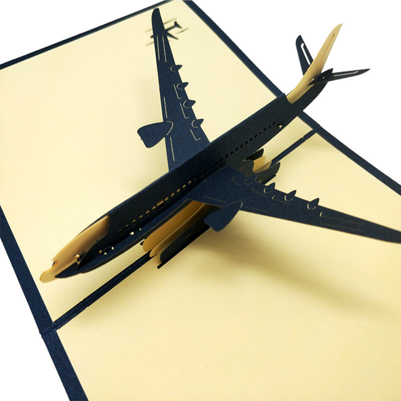 Cartoon Aircraft 3D Creative DIY Handwork Exquisite Model Paper Craft Holiday Greeting Card