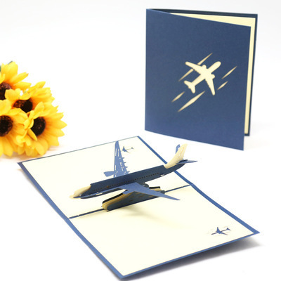 Cartoon Aircraft 3D Creative DIY Handwork Exquisite Model Paper Craft Holiday Greeting Card