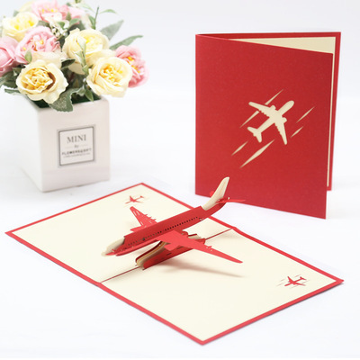 Cartoon Aircraft 3D Creative DIY Handwork Exquisite Model Paper Craft Holiday Greeting Card