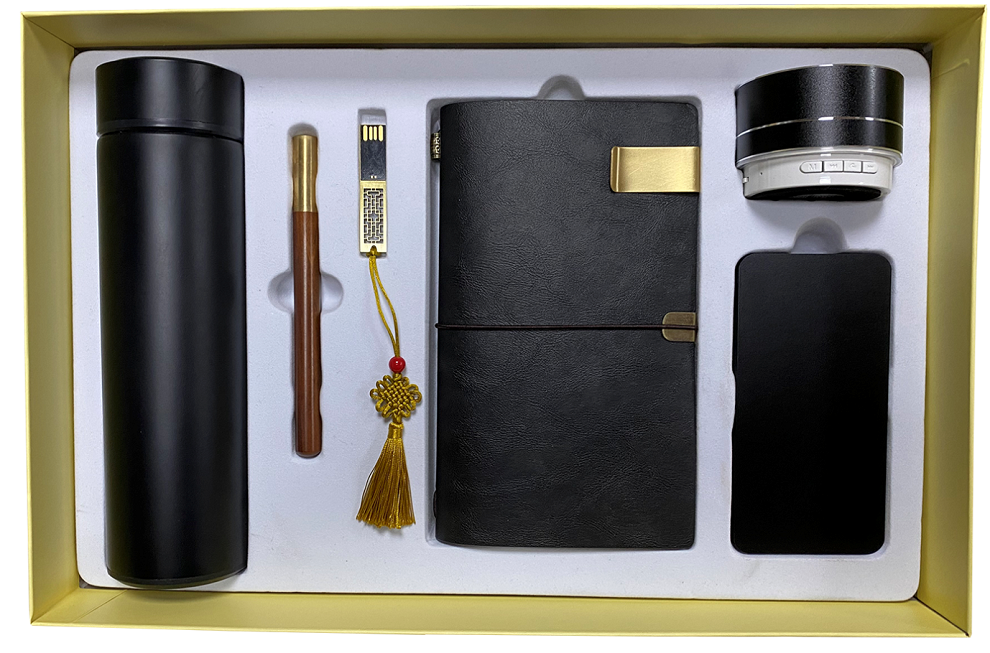 Thermos cup and metal pen notebook corporate gift set for promotion gift set