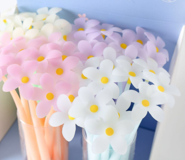 Popular  meet light color changing flower neutral pen creative soft glue silicone flower gel pen