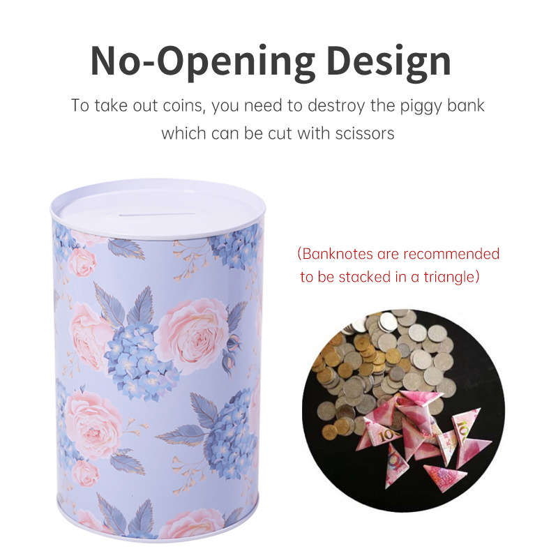 TOPSTHINK Coin Counting flower pattern money box metal piggy bank for Gift Customized