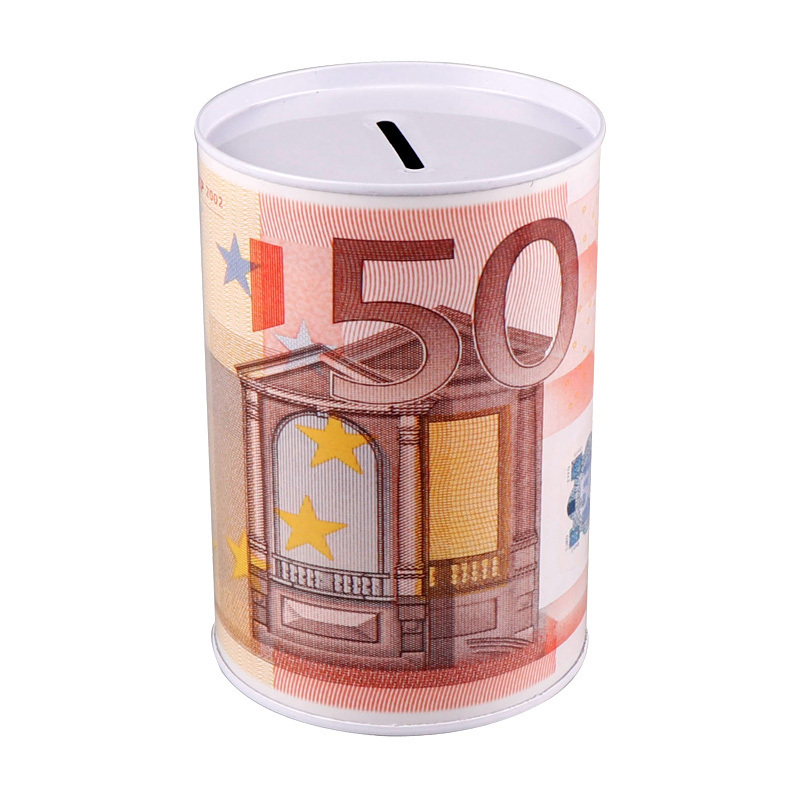 TOPSTHINK US cylinder metal coin bank tin cans round dollar piggy bank