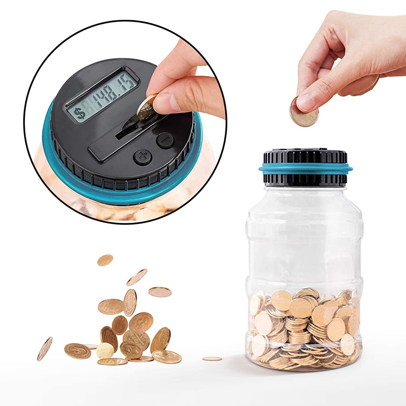 1.8L Count USD EURO Money Counter Coin Electronic Digital LCD Counting Coin Saving Box Jar Piggy Bank