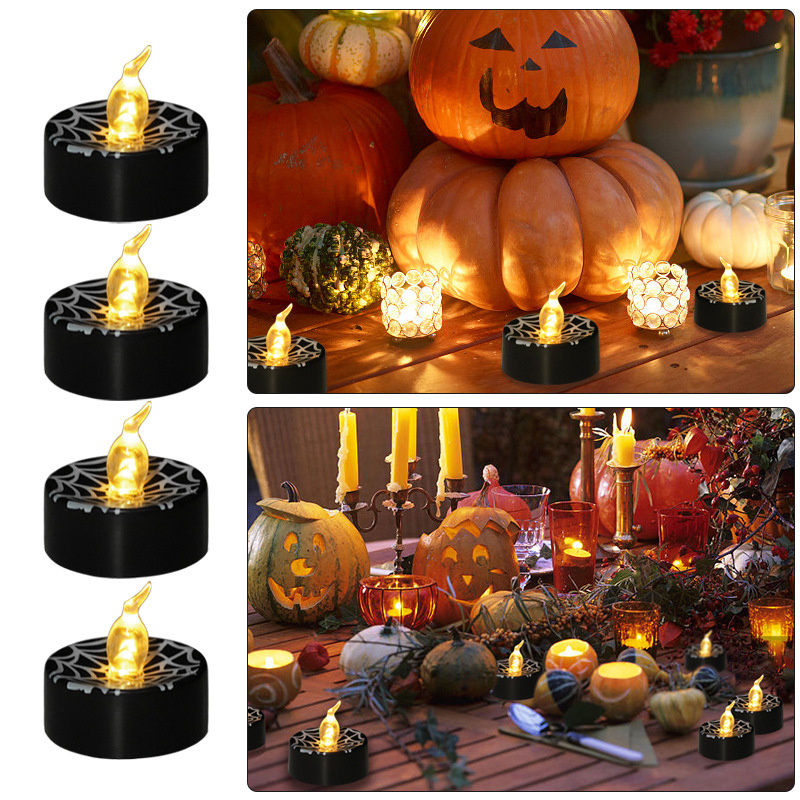 Wholesale 3D Halloween Bulk Battery Operated Electric Flameless Plastic T light Lantern Led Mini Candles Tea Light