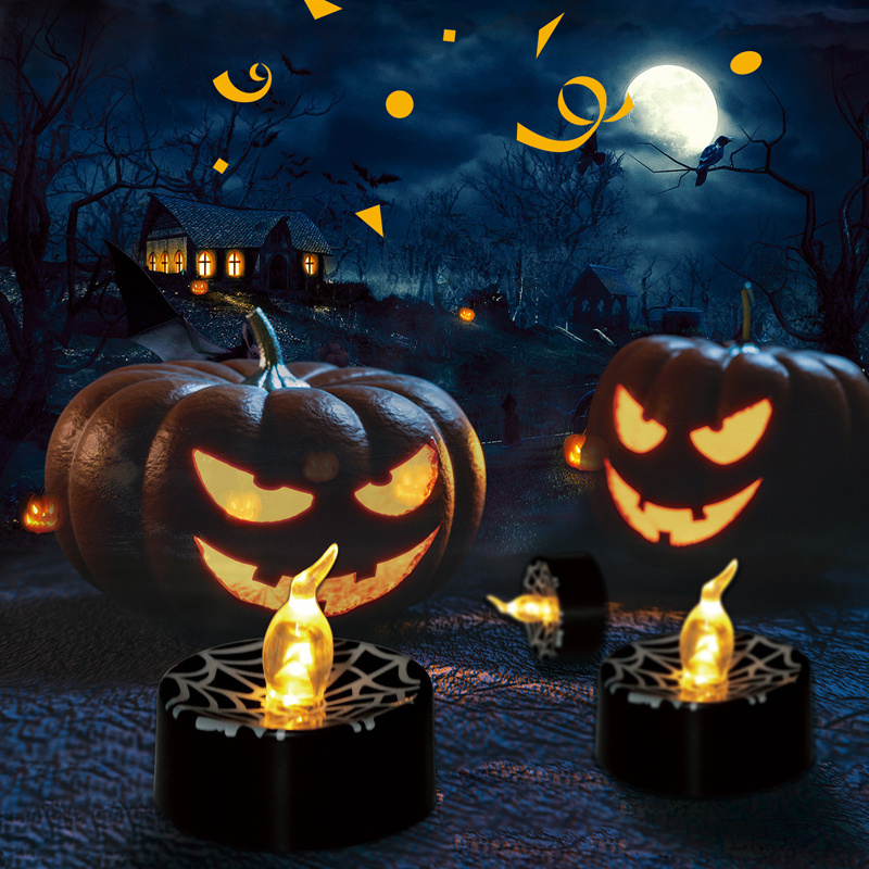 Wholesale 3D Halloween Bulk Battery Operated Electric Flameless Plastic T light Lantern Led Mini Candles Tea Light