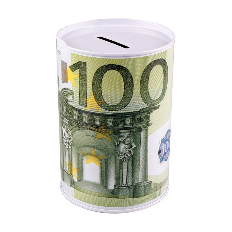 TOPSTHINK US cylinder metal coin bank tin cans round dollar piggy bank