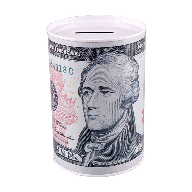 Topsthink USA dollar metal saving money bank 8.5*12.5 seal coin box 10 20 50 100 dollar pattern piggy bank