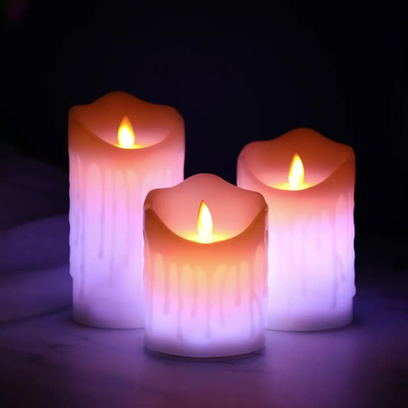 Amazon New candles led Flameless Flickering Battery Operated wax candle led lights set with remote control