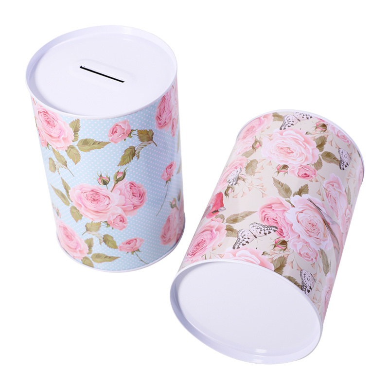 TOPSTHINK Coin Counting flower pattern money box metal piggy bank for Gift Customized