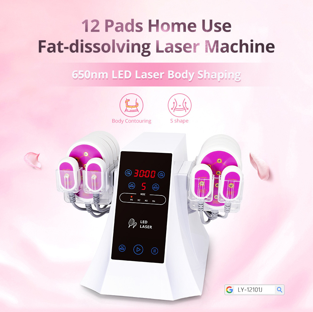 12 pads for home use 650nm lipolaser 4d arm slimming shape eye neck wrinkle removal weight loss beauty machine