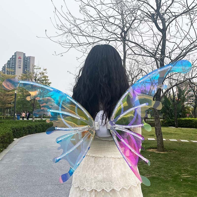 Women Girls Butterfly Swing Fairy Electric Wings Led Light Shiny Diy Wing Decor Toys Cosplay Automatic Wing For Kids