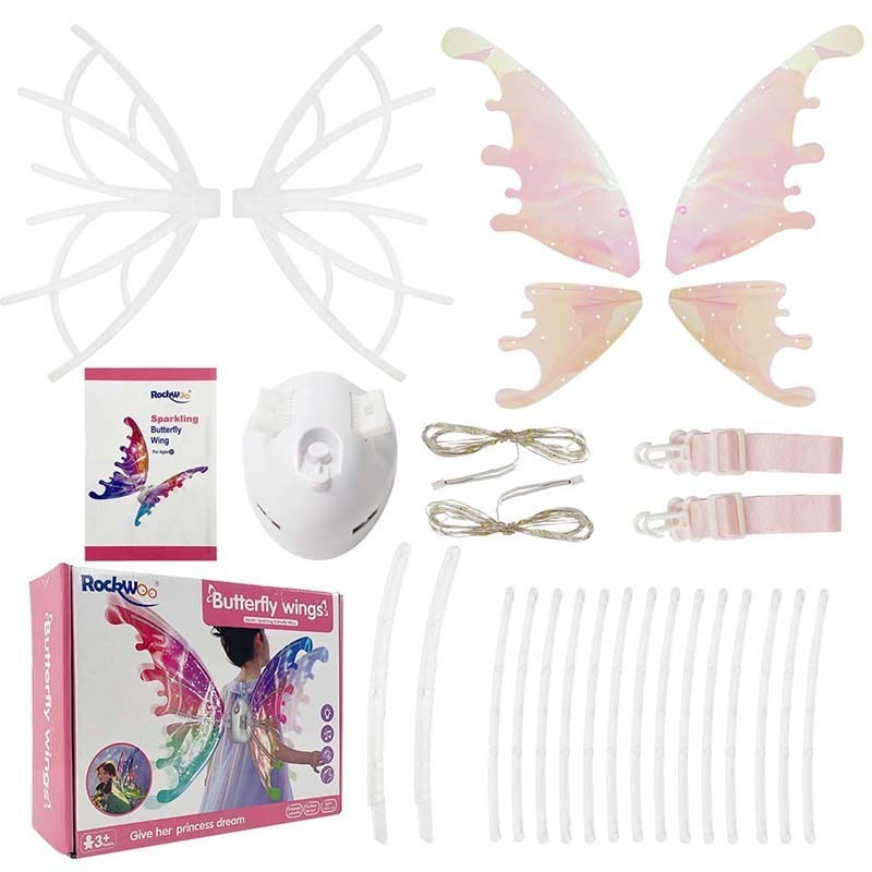 Women Girls Butterfly Swing Fairy Electric Wings Led Light Shiny Diy Wing Decor Toys Cosplay Automatic Wing For Kids