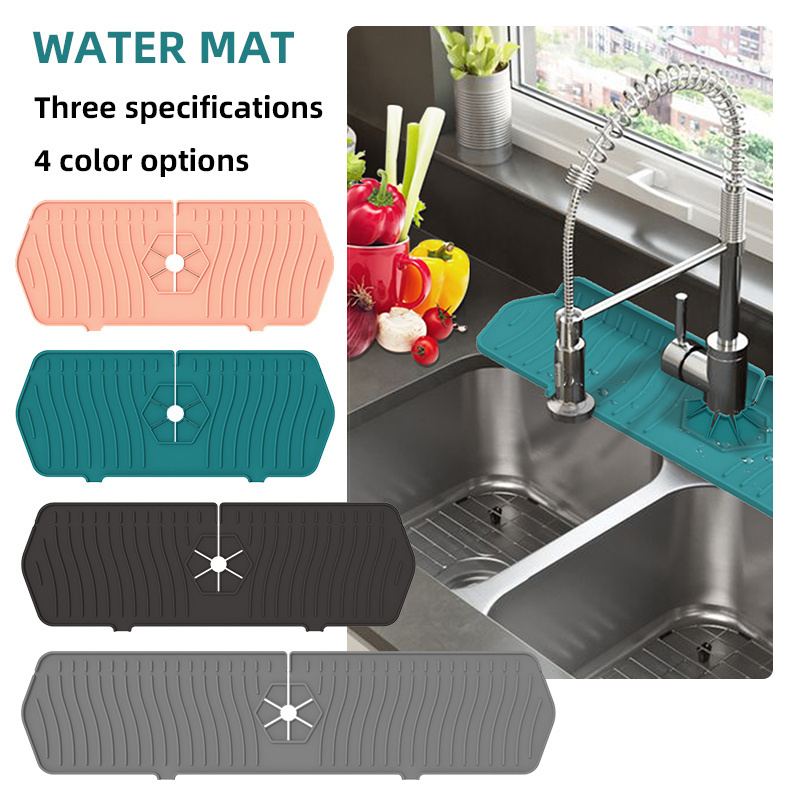 Sink Splash Guard Silicone Faucet Handle Drip Catcher Tray Drains Water Faucet Mat Kitchen Splash Guard