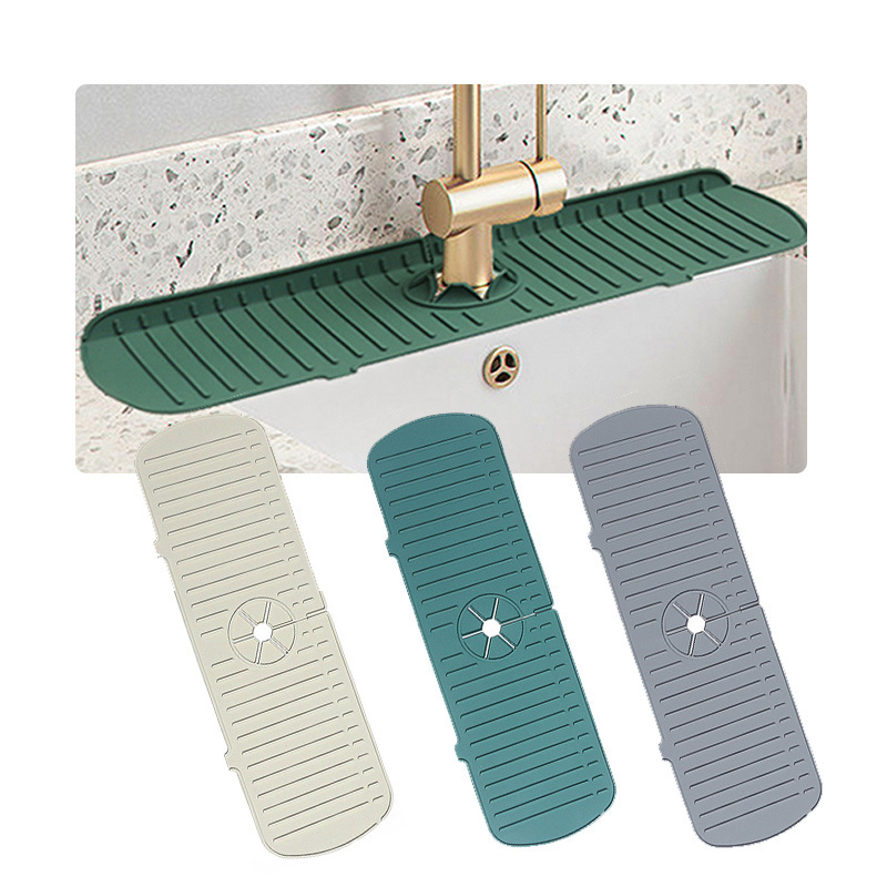 Kitchen Sink Draining Mat Drying Countertop Protector Water Splash Guard Silicone Faucet Handle Drip Catcher Tray