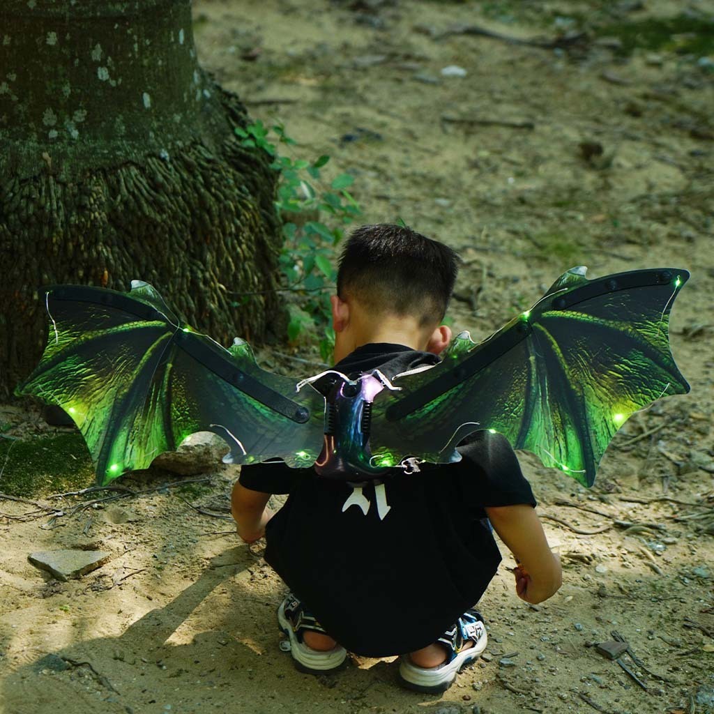 Green Red LED Lights Sparkling Glowing Wings Electric Dinosaur Wings For Men