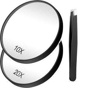 10x 20x 30x Magnifying Glass With 2 Suction Cups 3.5-inch Magnifying Makeup Mirror And  Eyebrow Tweezers