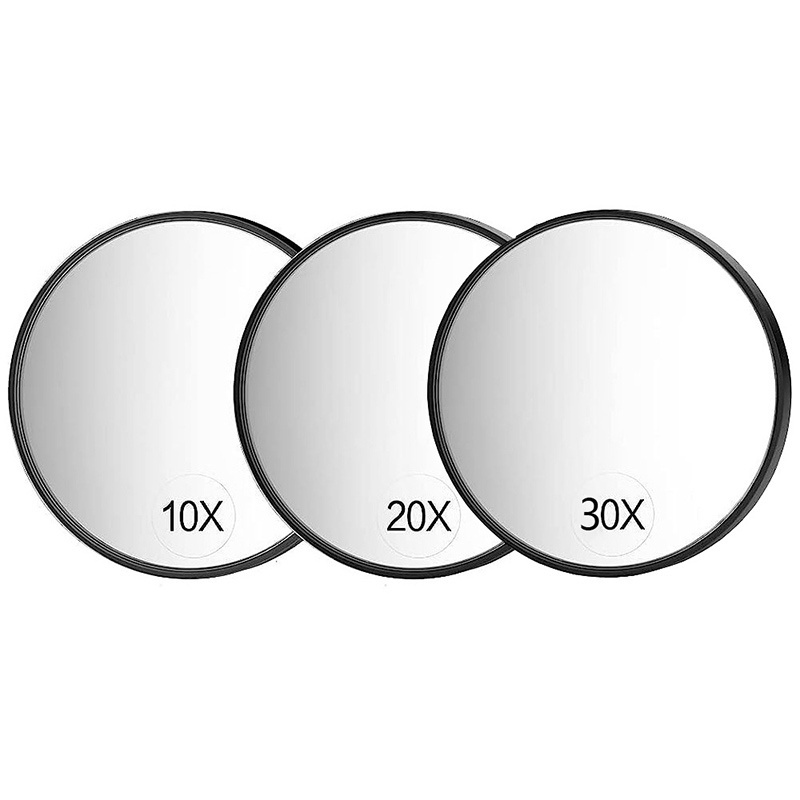 10x 20x 30x Magnifying Glass With 2 Suction Cups 3.5-inch Magnifying Makeup Mirror And  Eyebrow Tweezers