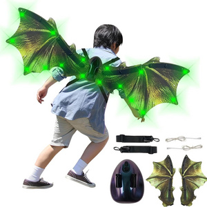 Green Red LED Lights Sparkling Glowing Wings Electric Dinosaur Wings For Men