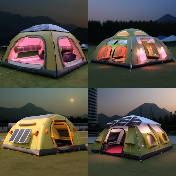 New Arrival Outdoor Custom Oem Hiking Portable Folding Air Inflatable Family Camping Tent With Solar Panel