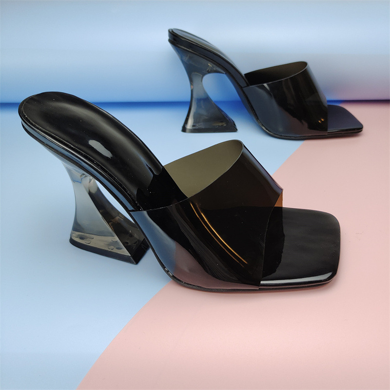 Sandals Fashion color crystal heel sandals women ladies shoes transparent PVC characteristicHeeled Sandals