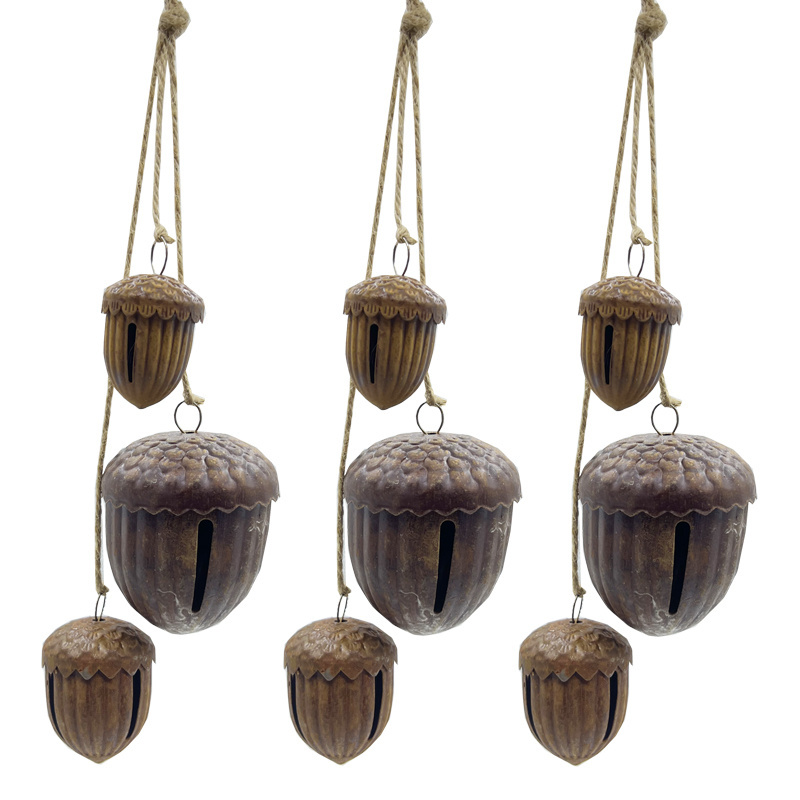 Rusty bell with twine wind chime hanging decoration, decorative bell with jute lanyard, front door rusty bell hanging decoration