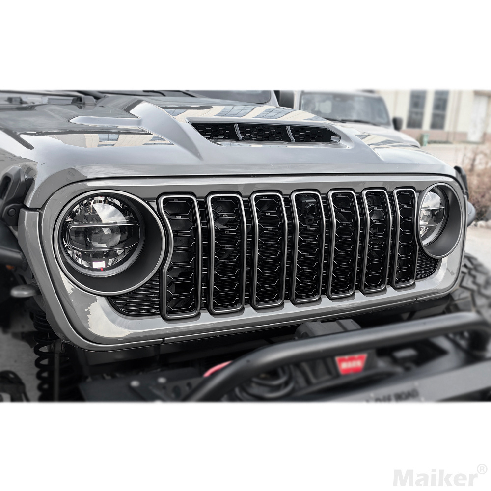 Maiker offroad front grille for Jeep Wrangler JL ABS  Mesh Grille  for Jeep  Gladiator JT  upgrade 2024 model