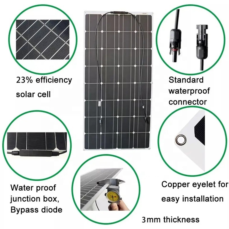 Thin Film Flexible Solar Panel 50W 100W 150W 200W Home Use Power Panels price pakistan for Car Truck Camping Boat