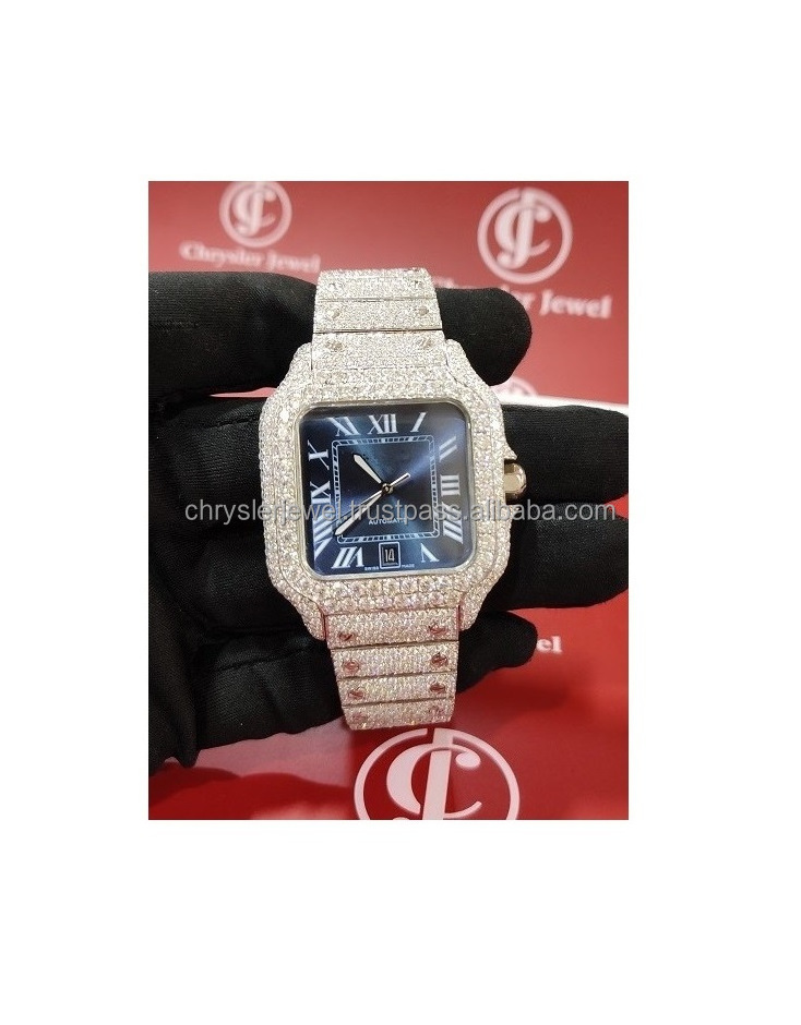 Hip Hop Bust down 40MM Unisex Iced Out Branded Watch Honeycomb Setting Vvs Moissanite Watch Hip Hop Ice Out Luxury Watch