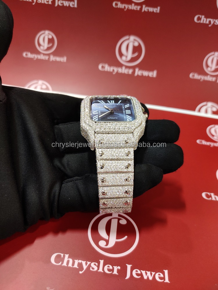 Hip Hop Bust down 40MM Unisex Iced Out Branded Watch Honeycomb Setting Vvs Moissanite Watch Hip Hop Ice Out Luxury Watch