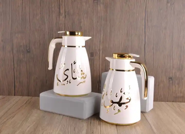 Arabic Luxury 1L Stainless Steel Double Wall portable flask Vacuum Insulated kettle Coffee pot