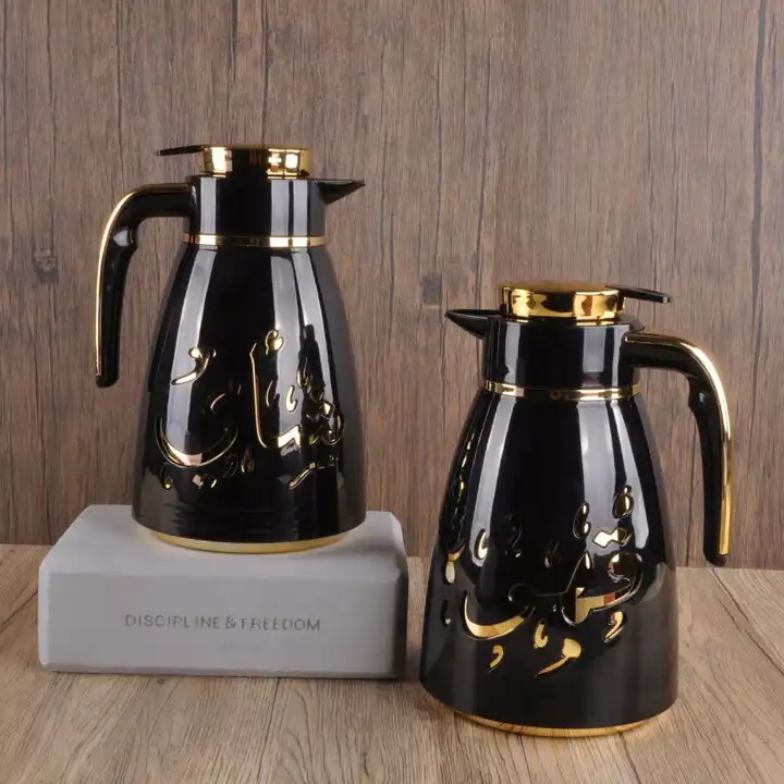 Arabic Luxury 1L Stainless Steel Double Wall portable flask Vacuum Insulated kettle Coffee pot