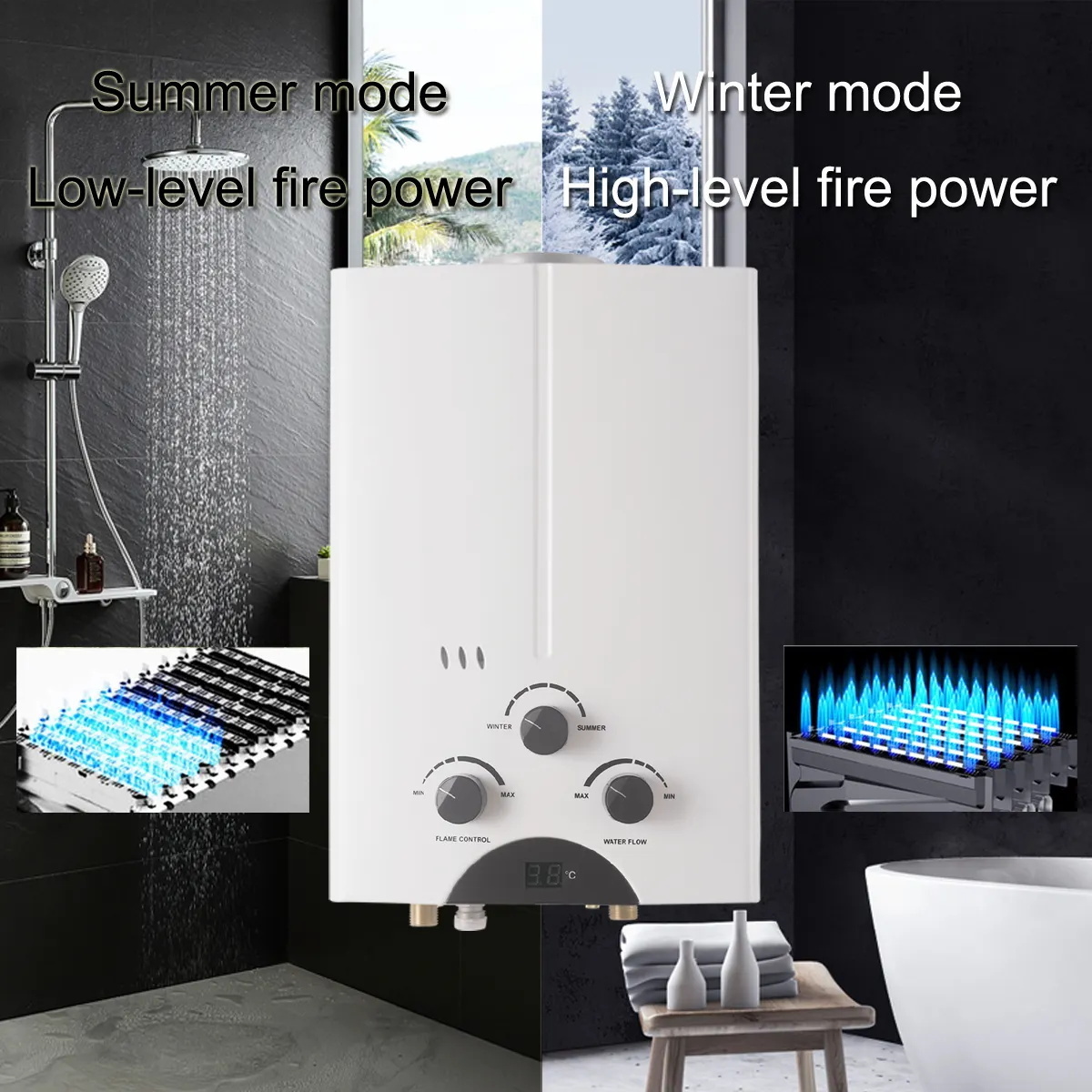 Germany Portable Space Saving Liquid Propane Gas Camper Hot Water Heater For Shower