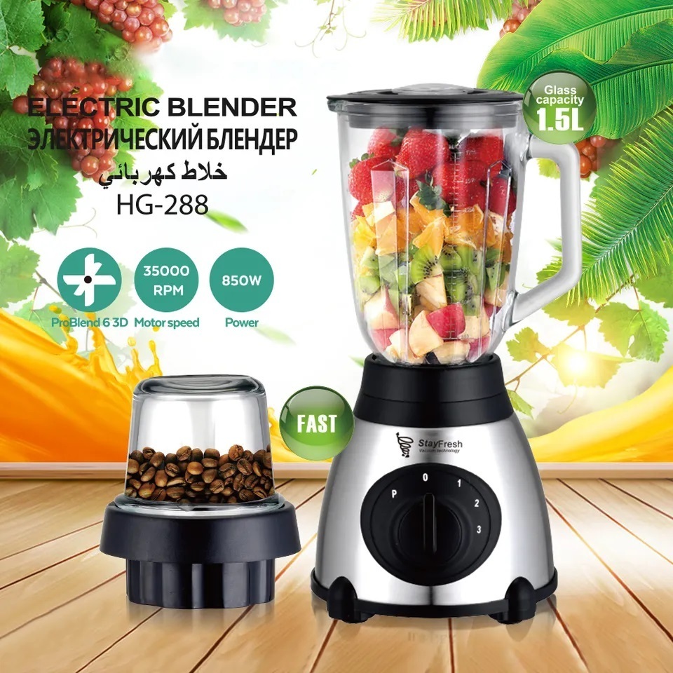 Quality Multifunction 6 Blade Glass Commercial Blenders And Juicers Smoothie Blender With Double Cup