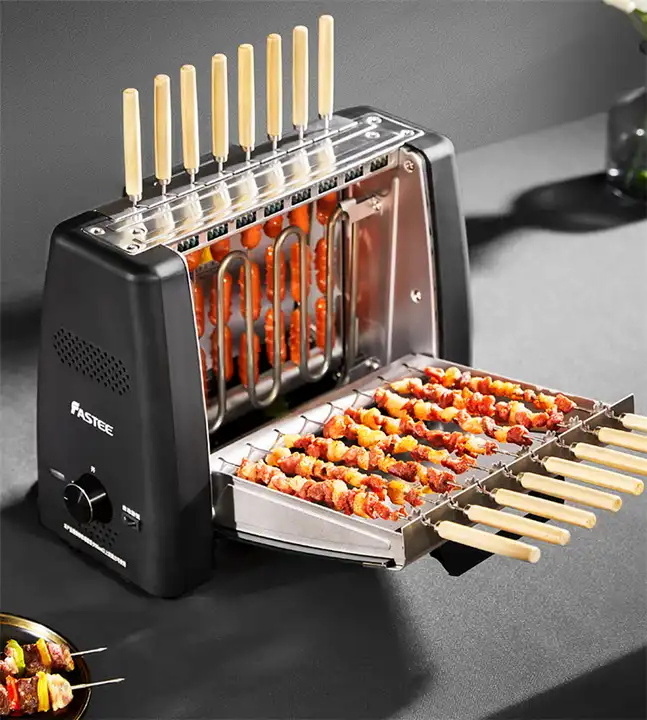 220V Korean Electric Grill Smokeless BBQ Auto Rotation Rotisserie Machine Skewers Machine Rotisserie Oven Grill