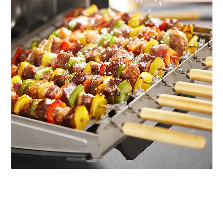 220V Korean Electric Grill Smokeless BBQ Auto Rotation Rotisserie Machine Skewers Machine Rotisserie Oven Grill