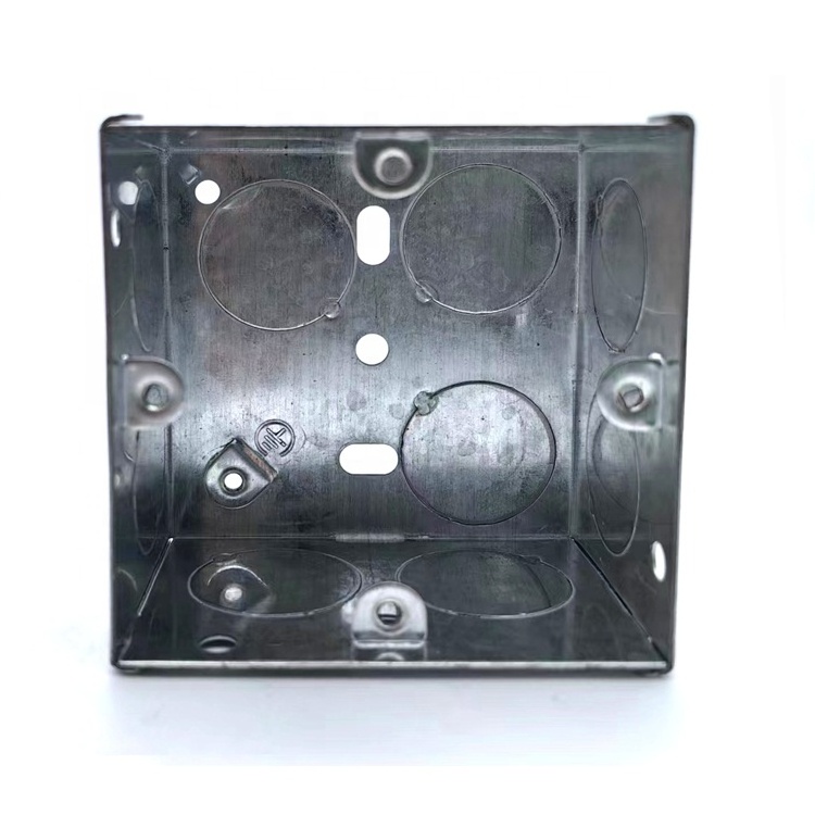 High Quality British Standard 3X3 1 Gang Single Gang Galvanized Steel Box For Wall Switch and Socket 47mm Depth