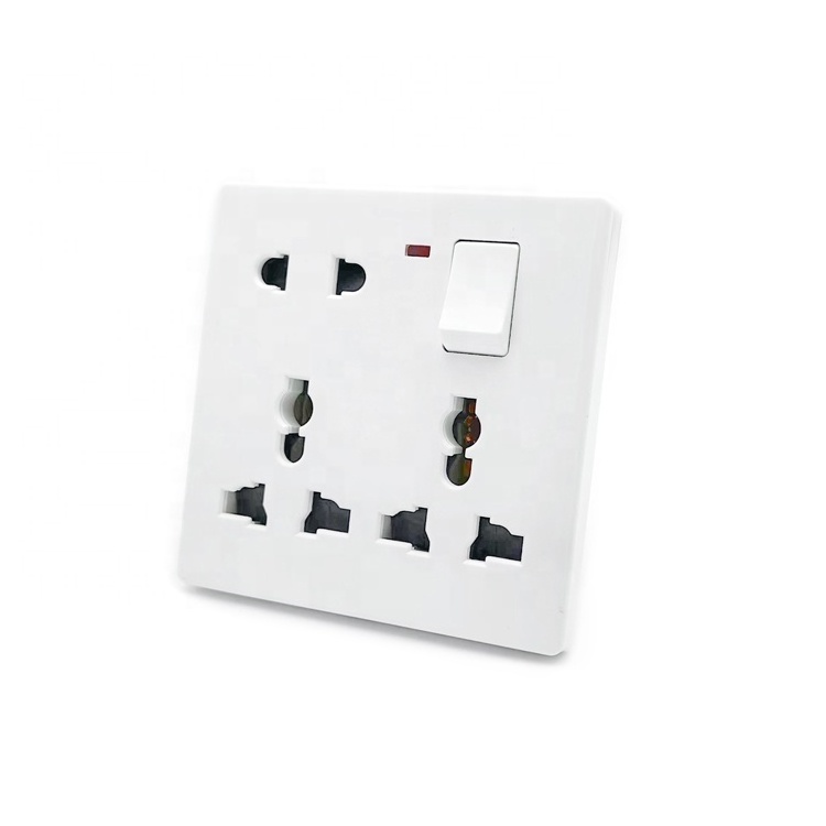 Myanmar Switch 8pin Double Multi Function Socket Bangladesh Pakistan Vietnam Myanmar Africa Multi Plug Socket Wall Socket