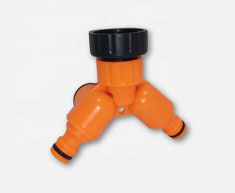 ABS Material Garden Water Plastic Y-Splitter Inlet Hose Shut off with 3/4 inch Reducing Bush