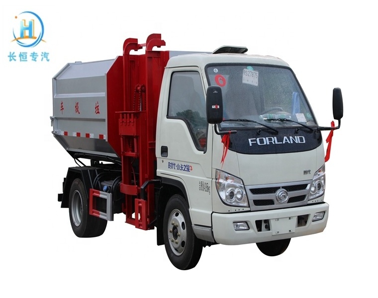 china foton mini  garbage truck 3cbm 4cbm Side loading garbage truck