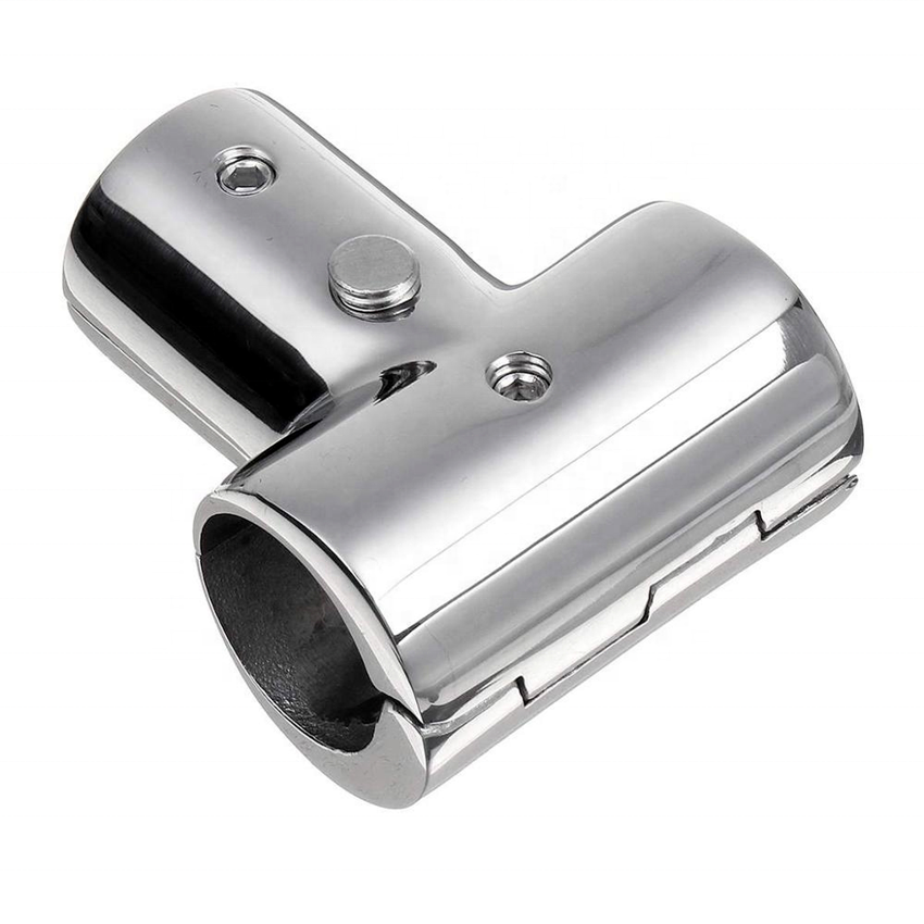 Heavy Duty marine hardware 316 SS Polished Boat Hand Rail Fitting Tee Hinged Split hand rail tee for Tube