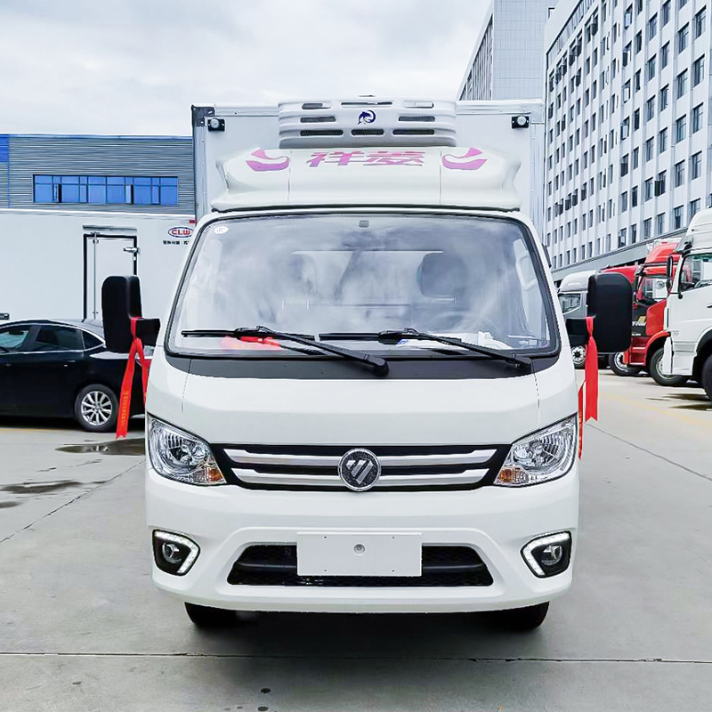 Hot selling 2 tons gasoline Foton mini refrigerated truck freezer small refrigerated box truck price new ice cream truck price