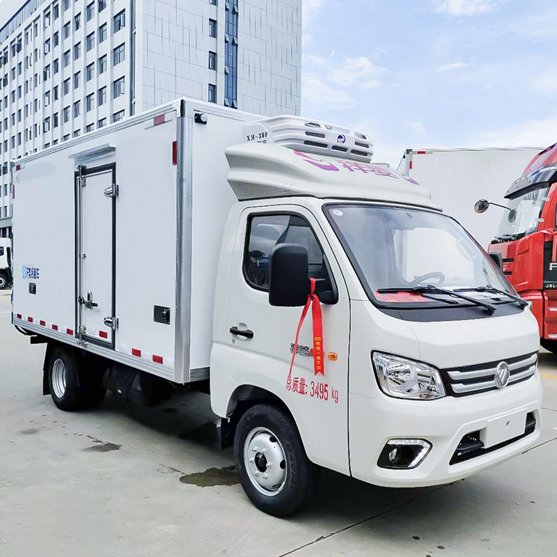 Hot selling 2 tons gasoline Foton mini refrigerated truck freezer small refrigerated box truck price new ice cream truck price