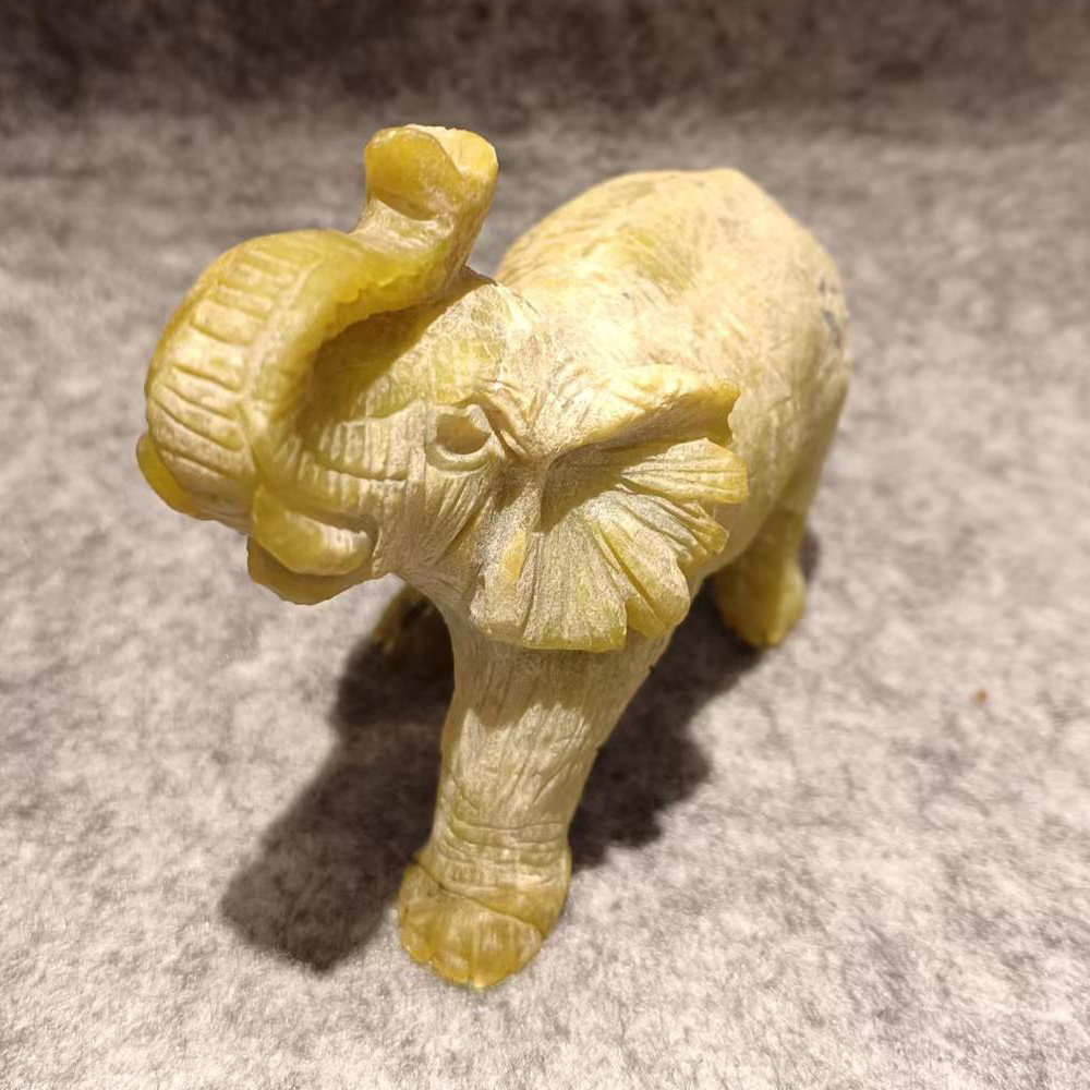 Lemon Jasper Elephant mini Sculpture Precious Jade Artwork Figures Precious Ornaments  For treasure Gifts