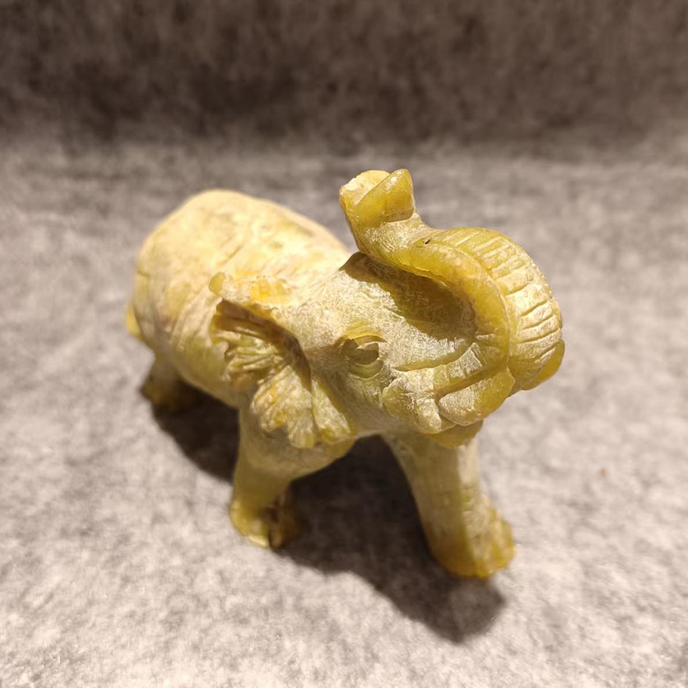 Lemon Jasper Elephant mini Sculpture Precious Jade Artwork Figures Precious Ornaments  For treasure Gifts