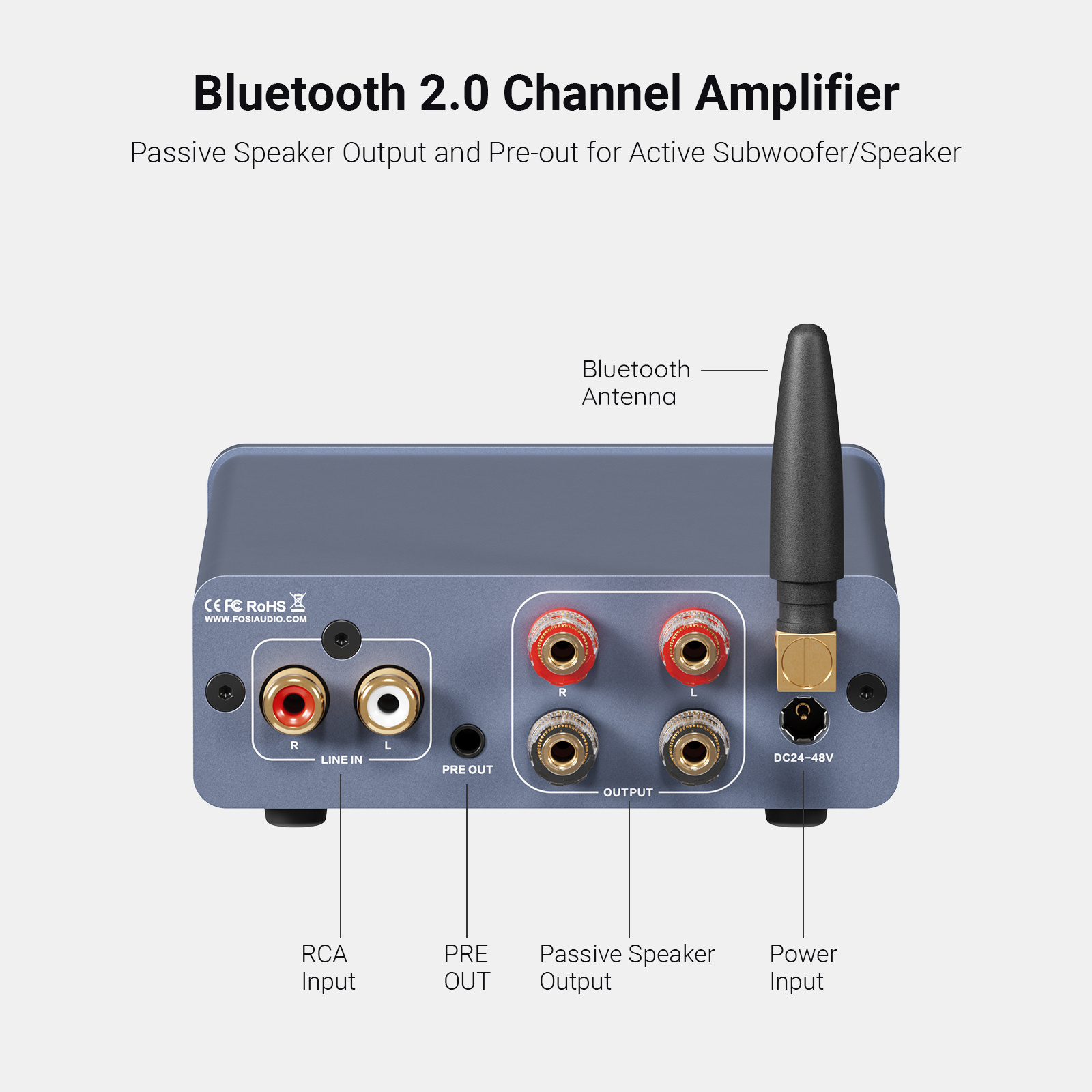 Fosi Audio BT20A Pro TPA3255 Blue Sound Power Amplifier 300W X2 Mini HiFi Stereo Class D Amp Bass Treble For Home Theater CB