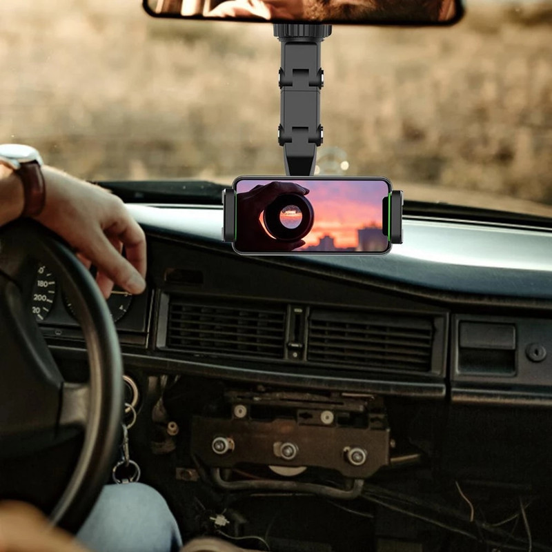 Universal 360 Degree Car Rearview Mirror Mount Holder Stand Cradle Rack for Cell Phone GPS for All Mobile Phone Car Holder