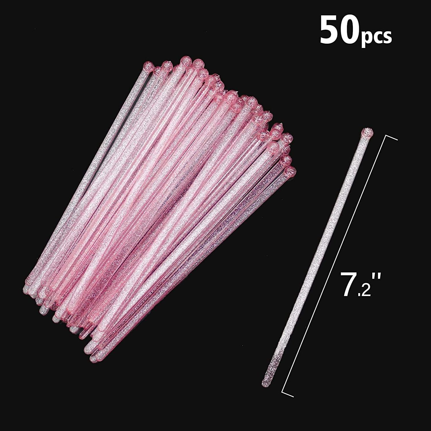 Pink Glitter Gold Dot Plastic Bartending Crystal Cake Lollipop Cocktail Coffee Drink Soda Decorative Stirring Stick